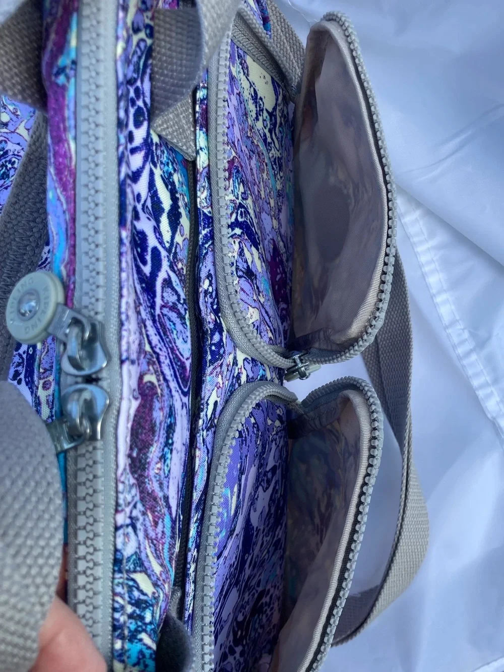 Kipling Cyrene Satchel/Crossbody Bag /Vibrant Swirl Watercolor Pattern /Like New - Picture 3 of 11